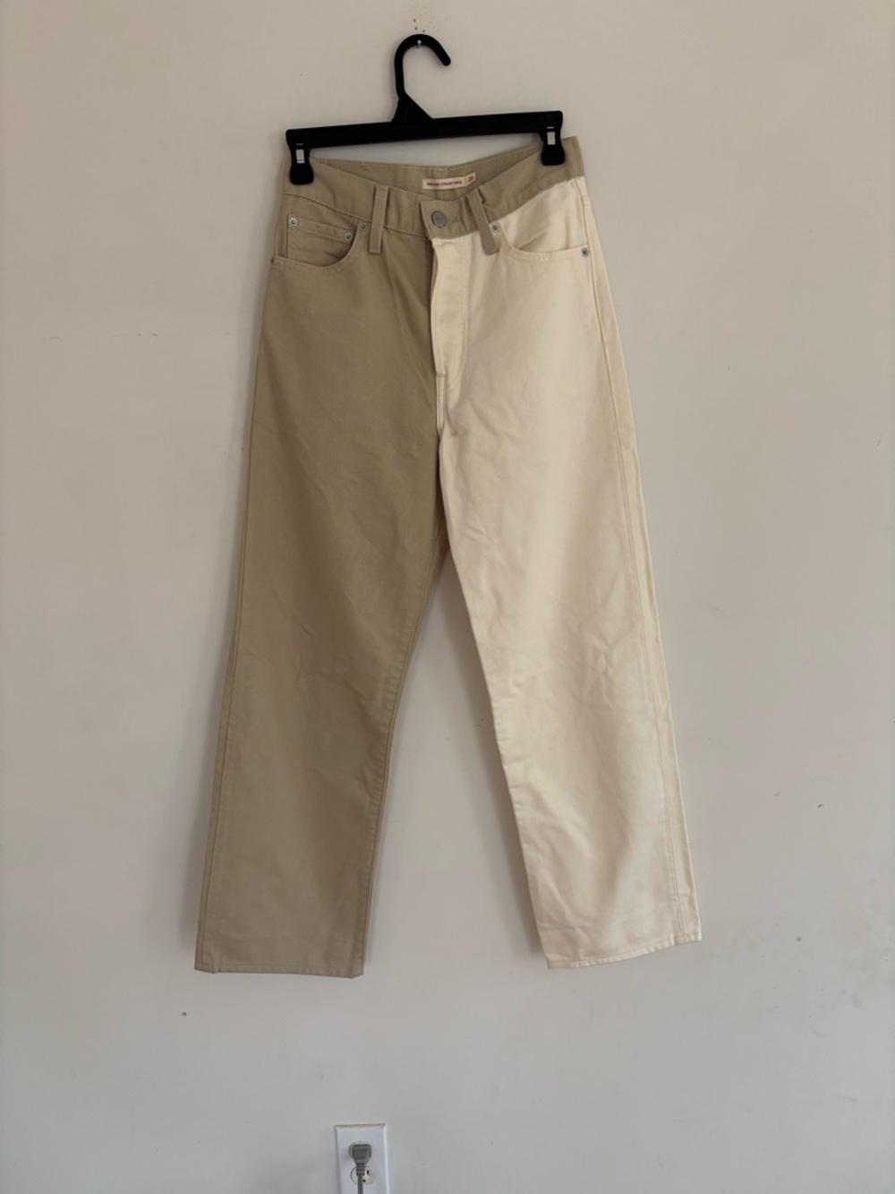 Levi’s Ribcage Straight Ankle Jeans Two Tone Beige Cream W26 High Rise